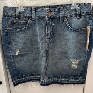 DKNY Distressed Blue Denim Skirt